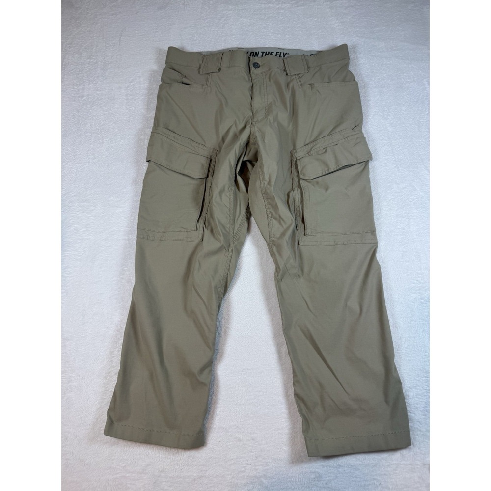 Duluth Flex Dry On The Fly Pants Mens 38x26 Khaki‎ Cargo Performance Stretch